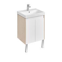 Тумба с раковиной Aquaton Сканди Doors 55, 70, 80 Белый Глянцевый/Дуб Верона