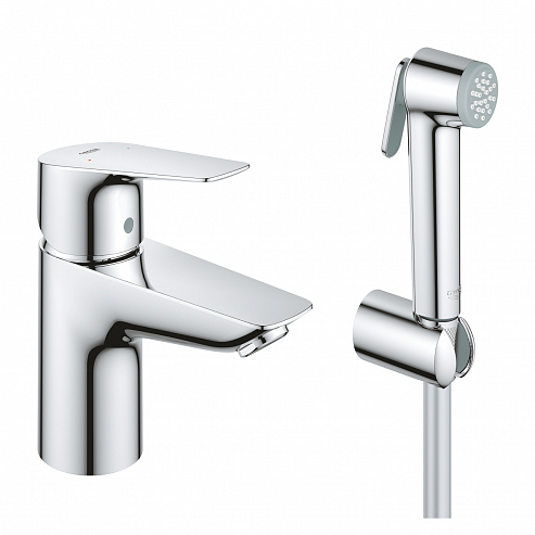 Смеситель с гигиеническим душем для раковины GROHE BauEdge 23757001 хром