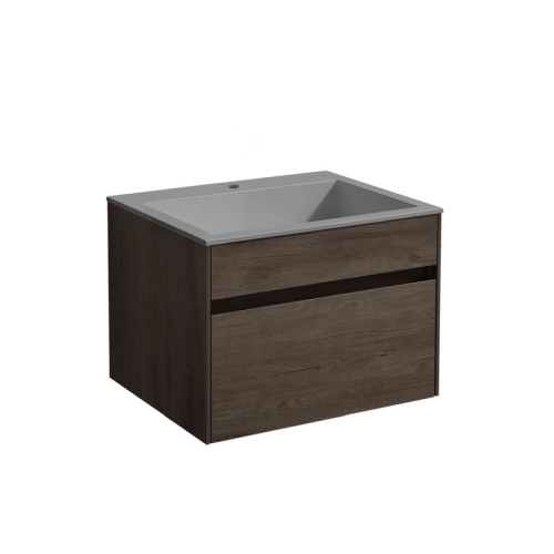 Тумба с раковиной Vincea Chiara 60, 80, 100 R.Oak Темный Дуб, подвесная, раковина серая