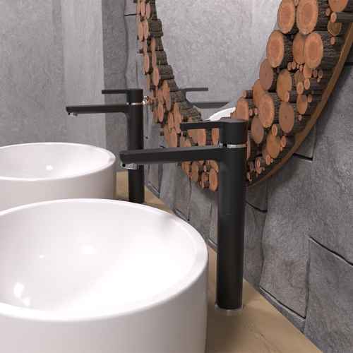 Смеситель высокий для раковины Paini Arena черный фото 2