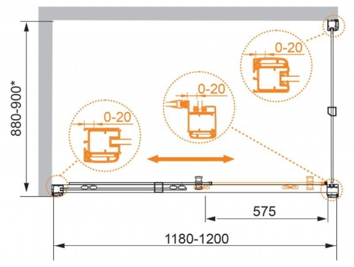 Душевое ограждение Cezares ANIMA AH-1 120*90 прозрачное, матовое, хром фото 2