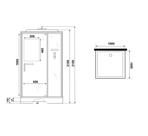 Душевая кабина Niagara Стандарт ST100/15Q 100*100*215 квадрат,поддон 15см,распашная,проф.белый фото 7