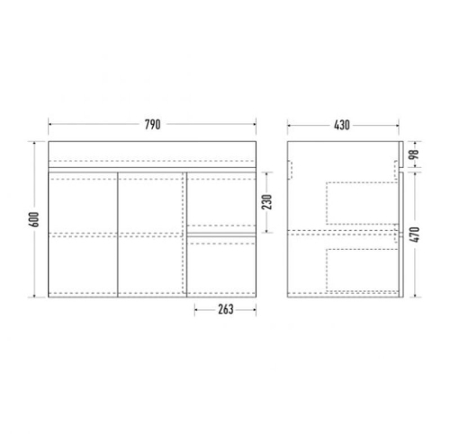 Тумба с раковиной Мирсант NEXT 80/1, 100/1 подвесная (2дв., 2ящ.) фото 2