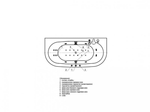 Ванна Aquatek Морфей пневматическое управление 190*90 гидромассажная фото 4