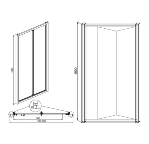 Душевая дверь Mirsant Vega 80, 90, 100 фото 2