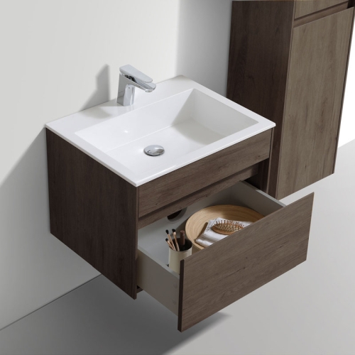 Тумба с раковиной Vincea Chiara 60, 80, 100 R.Oak Темный Дуб, подвесная, раковина белая фото 3