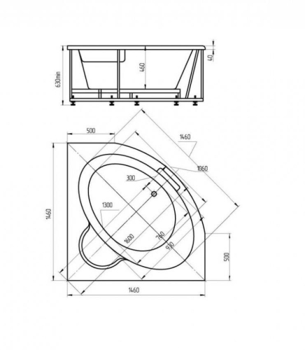 Ванна Aquatek Калипсо пневматическое управление 146*146 гидромассажная фото 4