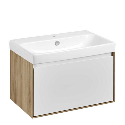Тумба с раковиной Aquaton Либерти 70, 90 Дуб Эльвезия/Белый глянец