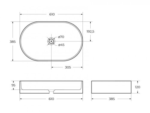 Раковина накладная Belbagno BB1479 610х385х120 мм, белая фото 6