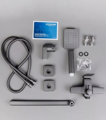 Смеситель для ванны с для изливом Ledeme L2278U графит фото 2