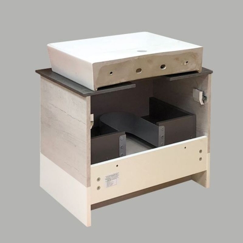 Тумба с умывальником Comforty Прага 60 75 90 120 дуб белый подвесная фото 3