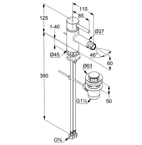 Смеситель для биде Kludi Bozz 385330576 хром фото 2