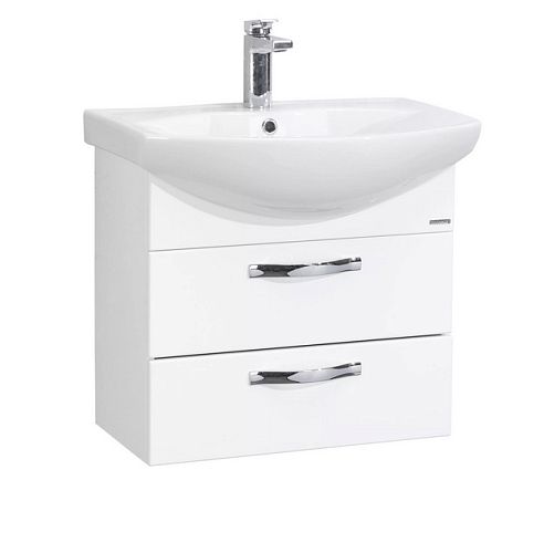 Тумба с умывальником Aquaton Ария М подвесная 2 ящика 50, 65, 80 Белая