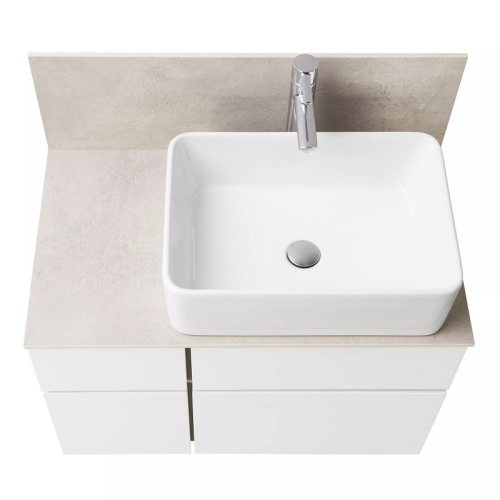 Тумба со столешницей керамогранит с раковиной Мила Aquaton Мишель 80, 100 Белый Софт/Дуб Эндгрейн подвесная фото 4