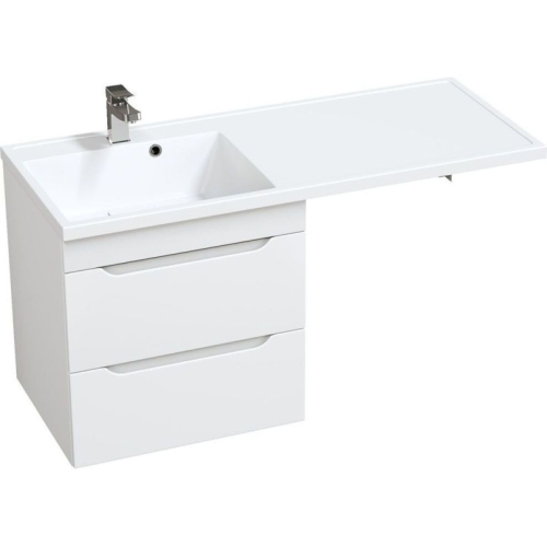 Тумба с раковиной над стиральной машиной Mirsant Soho Quadro 120 подвесная, белая фото 2