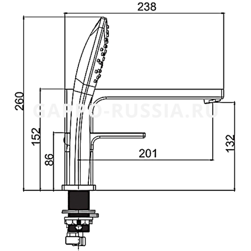 Смеситель врезной на борт ванны 3 отв. Gappo Futura G1117-8 белый/хром фото 2