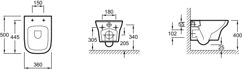 Унитаз подвесной безободковый Jacob Delafon Vox EDM102-00, сидение микролифт E20142-00 фото 4