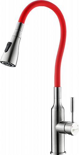 Смеситель с гибким изливом для кухни Lemark Expert нерж сталь (7 цветов)