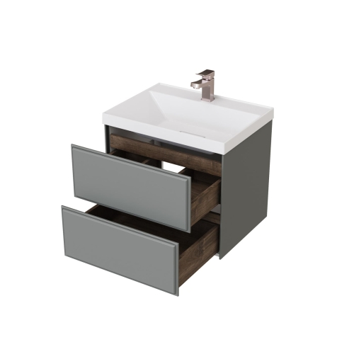 Тумба с раковиной Mirsant Dante 60, 80 подвесная, серая матовая фото 3