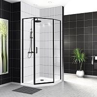 Душевое ограждение BelBagno Uno-195-P-1 90*90, 100*100 стекло прозрачное, профиль черный