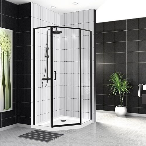 Душевое ограждение BelBagno Uno-195-P-1 90*90, 100*100 стекло прозрачное, профиль черный