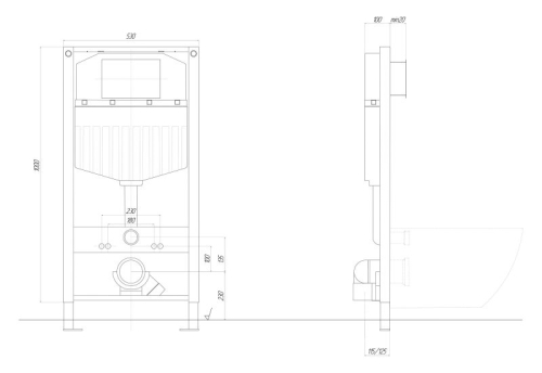 Инсталляция Aquatek Duos 50 INS-0000023 + кнопка белая, хром матовая фото 2
