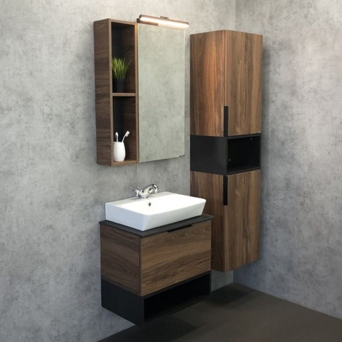 Тумба с умывальником Comforty Штутгарт 60 75 90 дуб темно коричневый подвесная фото 3