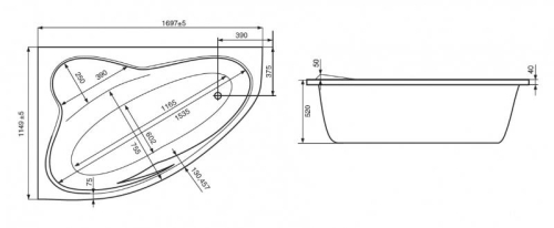 Ванна акриловая Roca Luna 170*115 фото 2