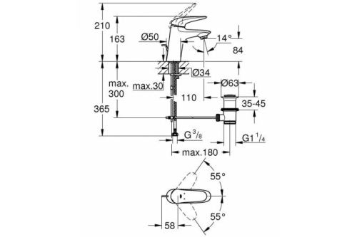 Смеситель для раковины Grohe Eurostyle с донным клапаном, хром (23707003) фото 2