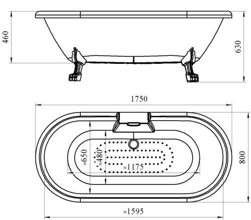 Ванна акриловая Radomir Леонесса 175*80 на ножках "Лилия" фото 2