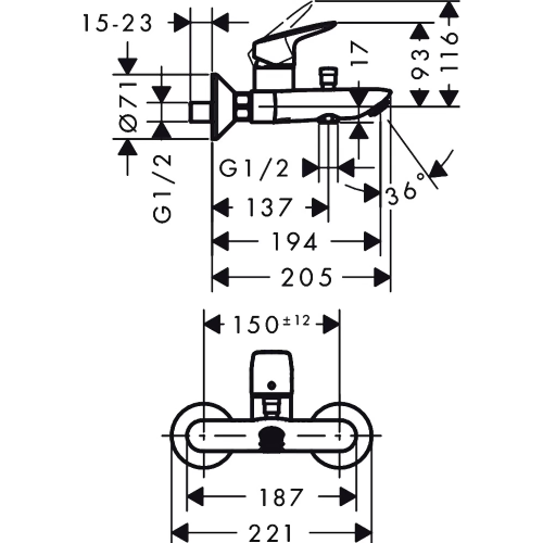 Смеситель Hansgrohe Logis для ванны 71400000, хром фото 4