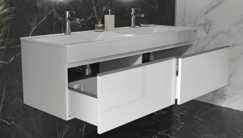 Тумба с умывальником Velvex Pulsus 140 белая фото 3
