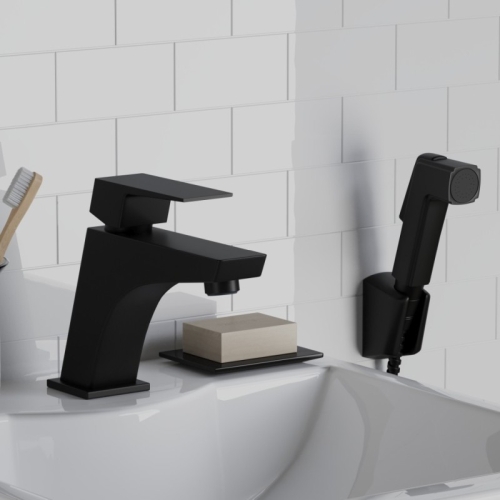 Смеситель с гигиеническим душем для раковины Paini Torre 98YO205/574 черный фото 2