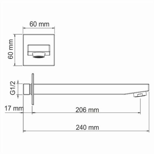 Настенный излив для ванны Wasserkraft Abens A220 черный Soft-touch фото 2