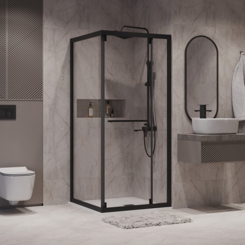 Душевое ограждение Niagara Nova NG-6833(6835)-34BLACK  90*90, 100*100,дверь раздвижная,стекло прозрачное фото 3