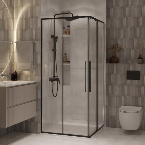 Душевое ограждение Niagara Нова/Nova NG-6822(6823, 6824)-34ВLACK 80*80,90*90, 100*100 стекло прозрачное фото 3