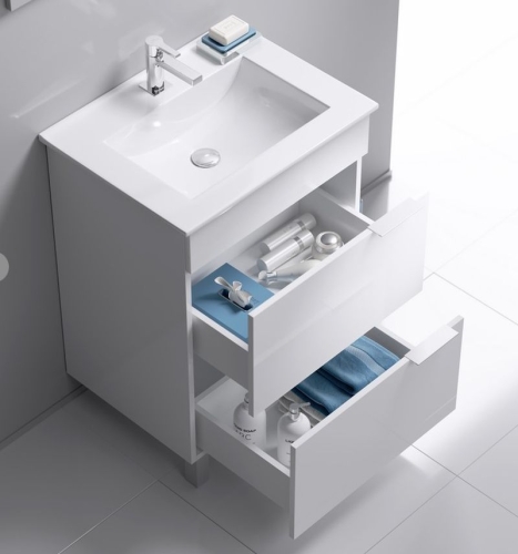 Тумба с умывальником Aqwella  BRIG 60 75 напольная белая фото 3