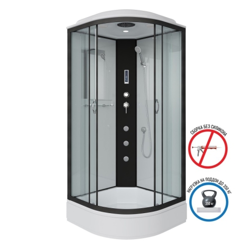 Душевая кабина Niagara Classic NG-6702-14F 100*100*215 средний поддон(26см),черный,стекло прозрачное