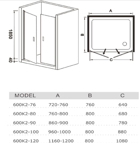 Душевая дверь WeltWasser 80 90 100 120 WW600 600K2 прозрачная фото 2