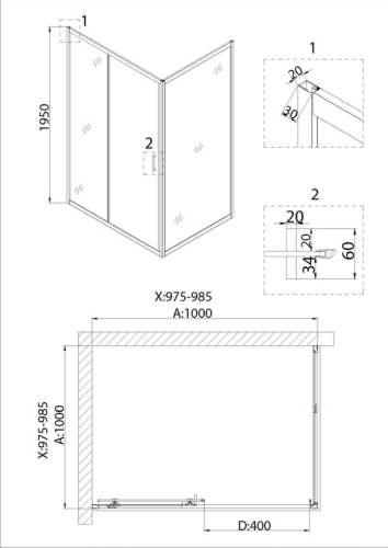 Душевое ограждение Niagara Нова/Nova NG-63-9A-A90 90*90, 100*100,стекло прозрачное фото 6 Душевое ограждение Niagara Нова/Nova NG-63-9A-A90 90*90, 100*100,стекло прозрачное фото 6