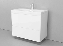 Тумба с раковиной Velvex Klaufs 2 ящика 60, 70, 80, 90, 100 подвесная белый