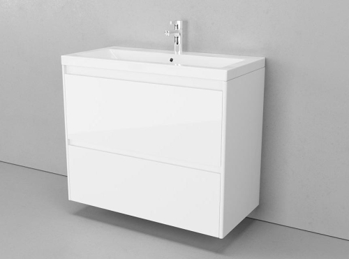 Тумба с раковиной Velvex Klaufs 2 ящика 60, 70, 80, 90, 100 подвесная белый