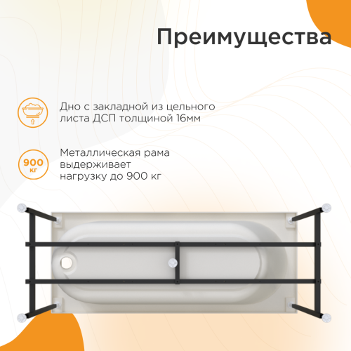 Ванна акриловая Radomir Вальс 170*75 + каркас фото 4