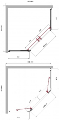 Душевое ограждение BelBagno Uno-195-P-2 90*90 стекло прозрачное, профиль черный фото 3