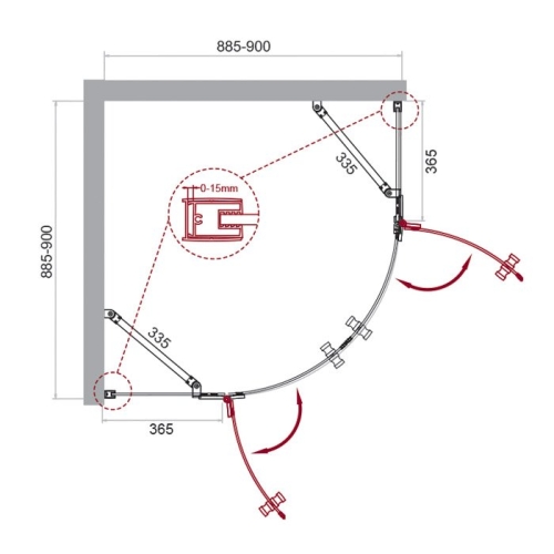 Душевой уголок Bel Bagno Kraft-R-2 90*90, 100*100 стекло прозрачное фото 5