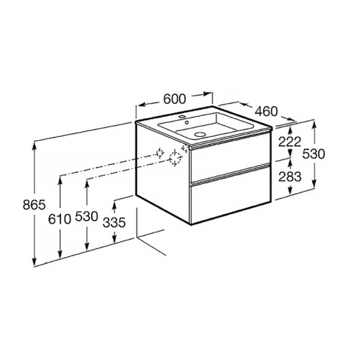 Тумба с раковиной Roca Domi 60, 80 подвесная/напольная, небесный синий матовый фото 8