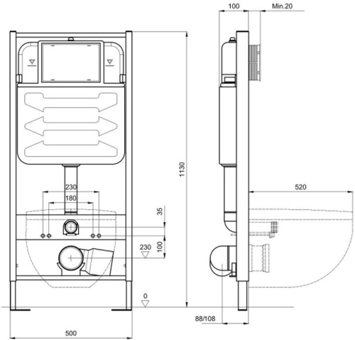 Инсталляция SET AQUATEK АМАДЕО 4в1  кнопка белая, хром, черная фото 6