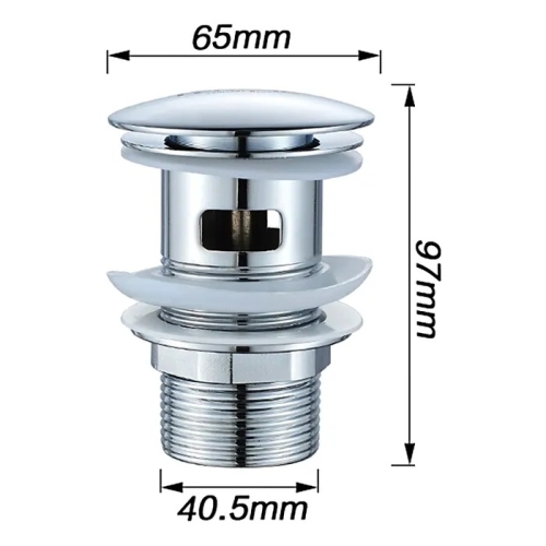 Донный клапан с переливом Ledeme L65-2 хром фото 3
