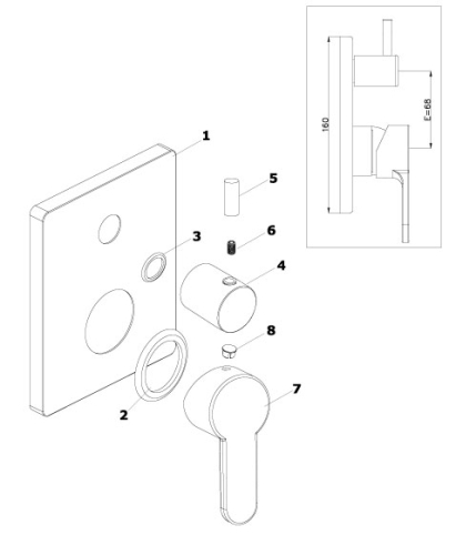 Встроенный смеситель для ванны с 2-функциями Azario Tevis AZ-15490711 (набор) фото 5