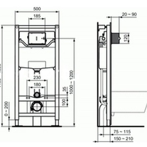 Инсталляция Ideal Standard PROSYS FRAME 120M Кнопка чёрная, белая, хром  OLEAS M1 фото 5